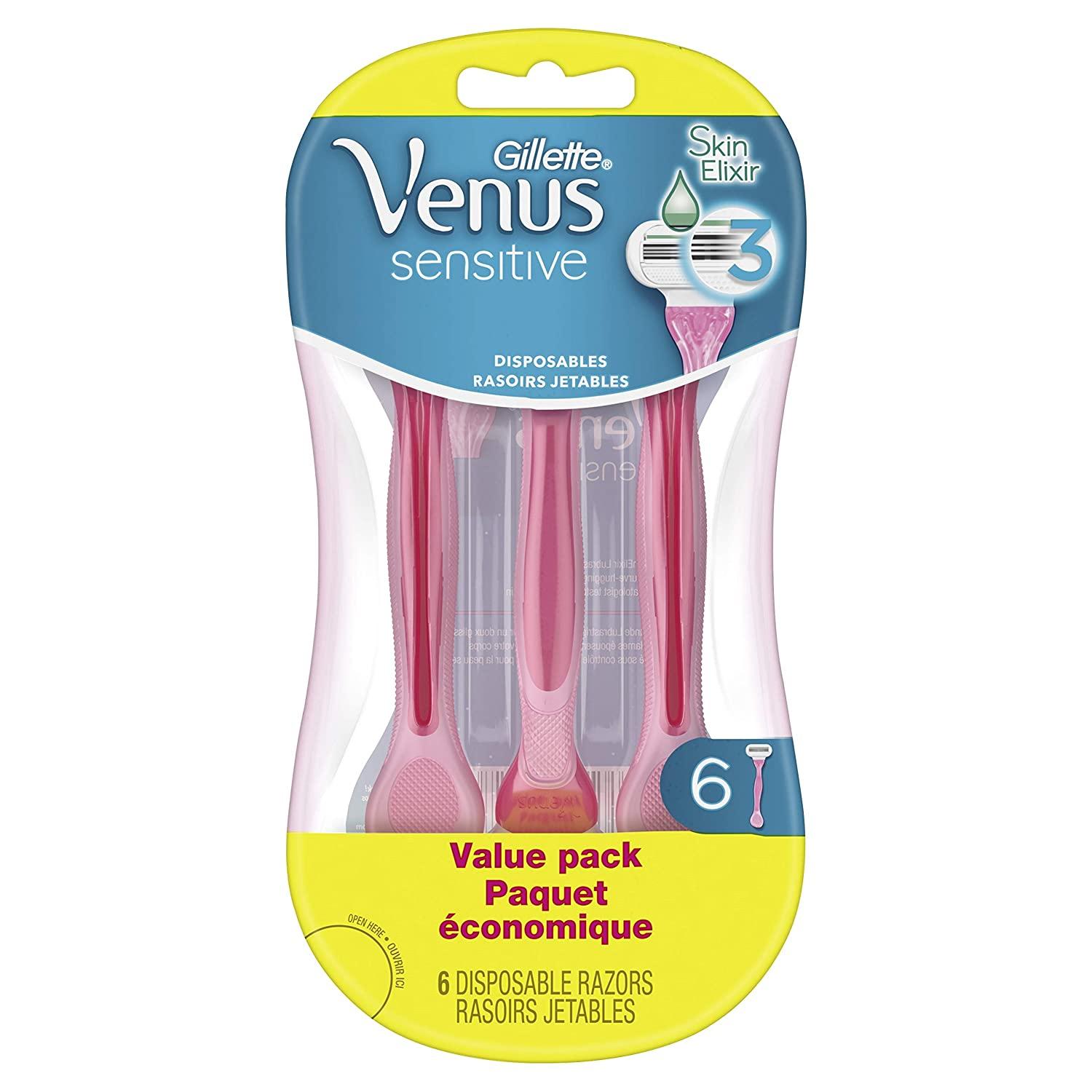 6 Gillette Venus Sensitive Womens Disposable Razors for $6.99 Shipped