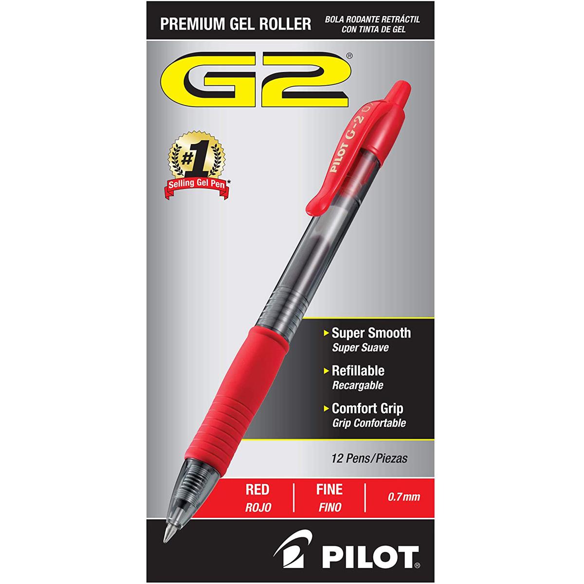 12 Pilot G2 Premium Refillable Retractable Rolling Ball Fine Point Gel Pen for $6.36