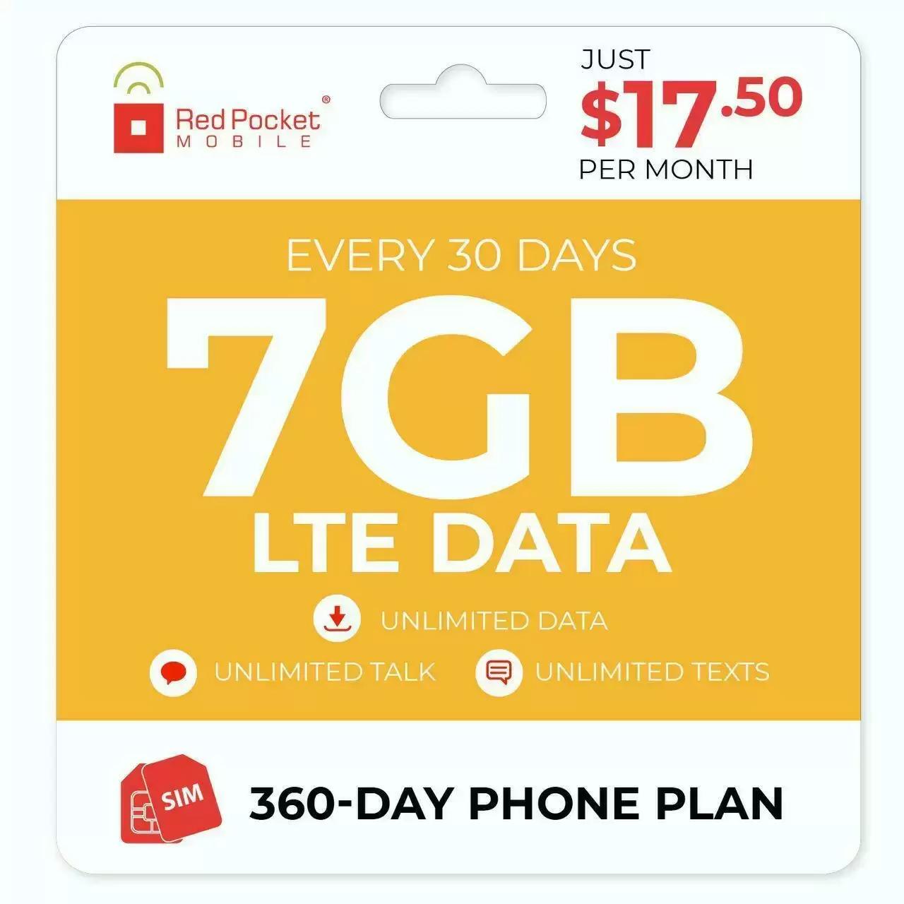360-Day 7GB Unlimited Wireless Cell Phone Plan for $209.99