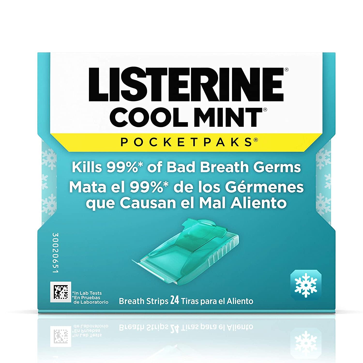 12 Listerine Cool Mint Pocketpaks Breath Strips for $7.97 Shipped