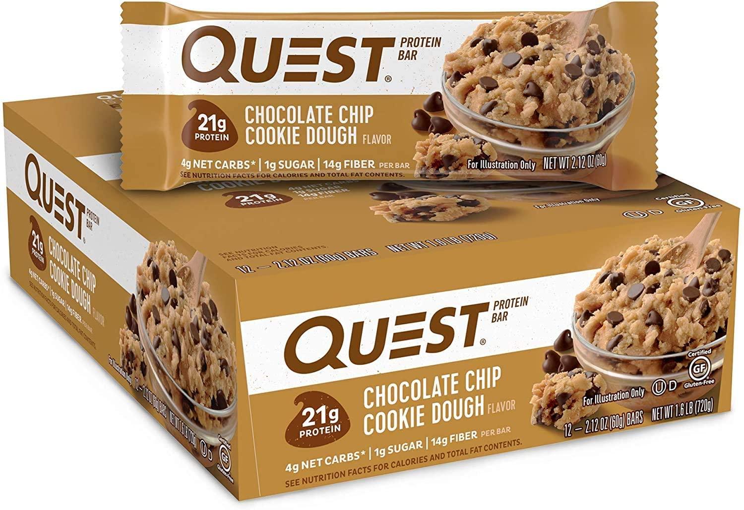 12 Quest Nutrition Chocolate Chip Cookie Dough Protein Bars for $13.75 Shipped