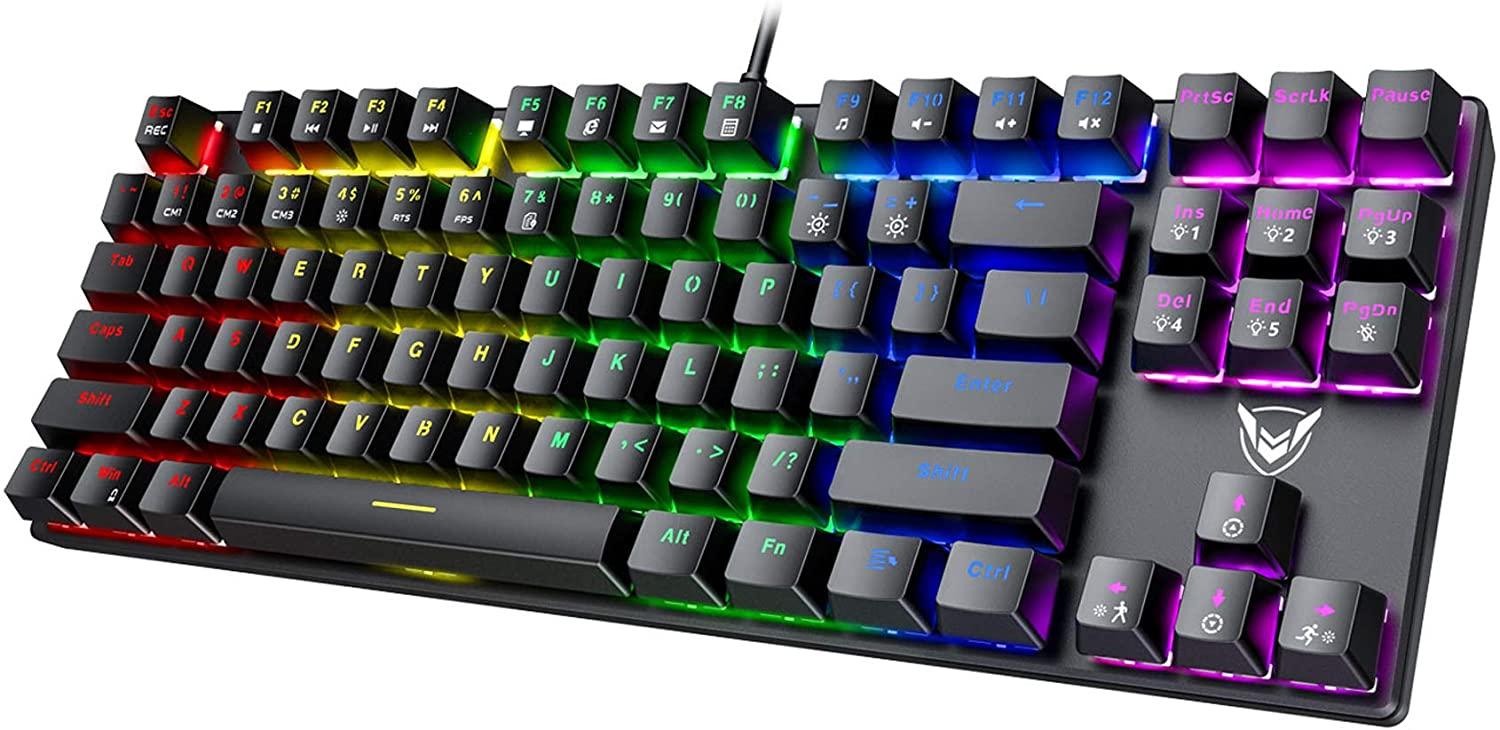 Pictel TKL RGB LED Rainbow Backlit Mechanical Gaming Keyboard for $22.39 Shipped