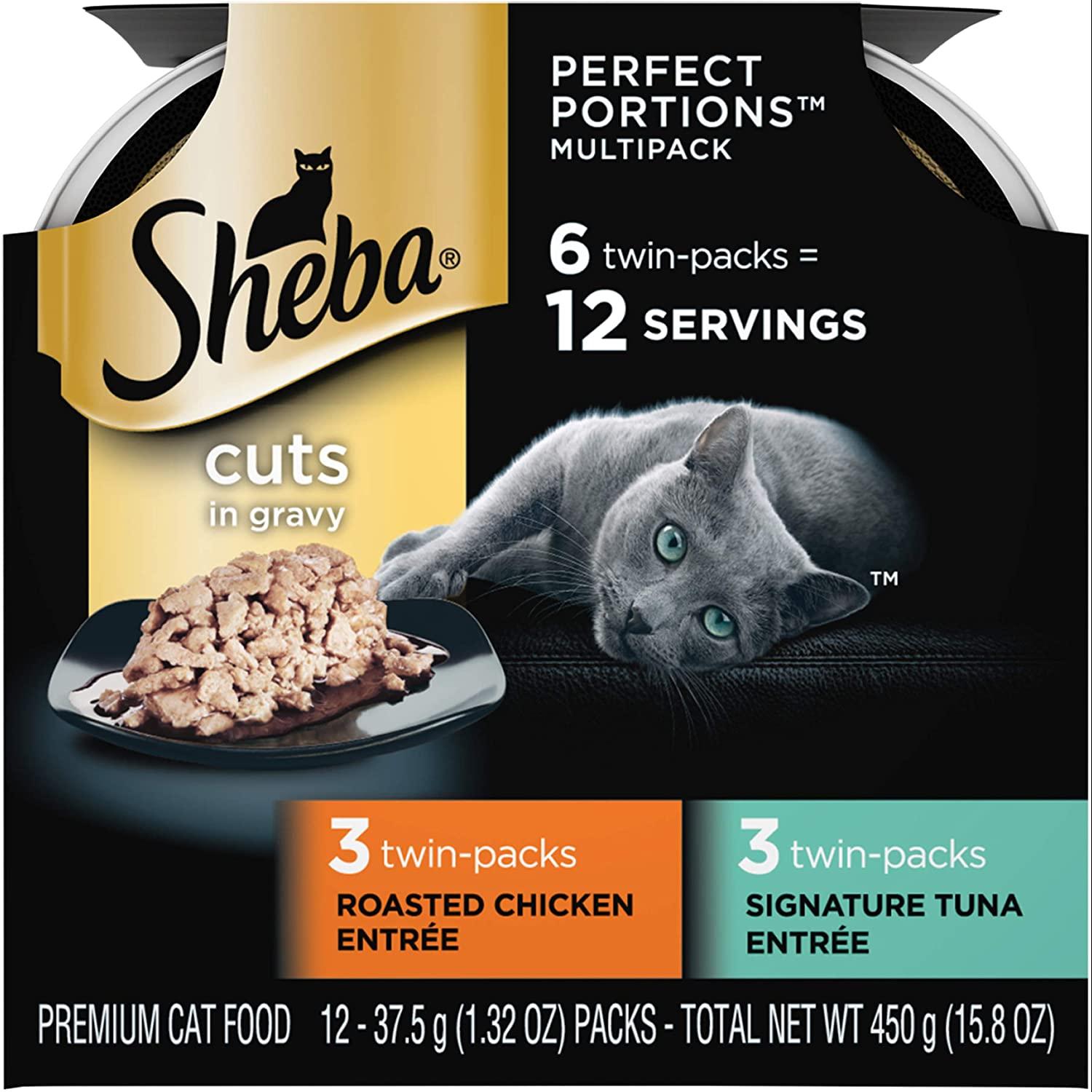 12 Sheba Perfect Portions Cuts in Gravy Wet Cat Food Variety Packs for