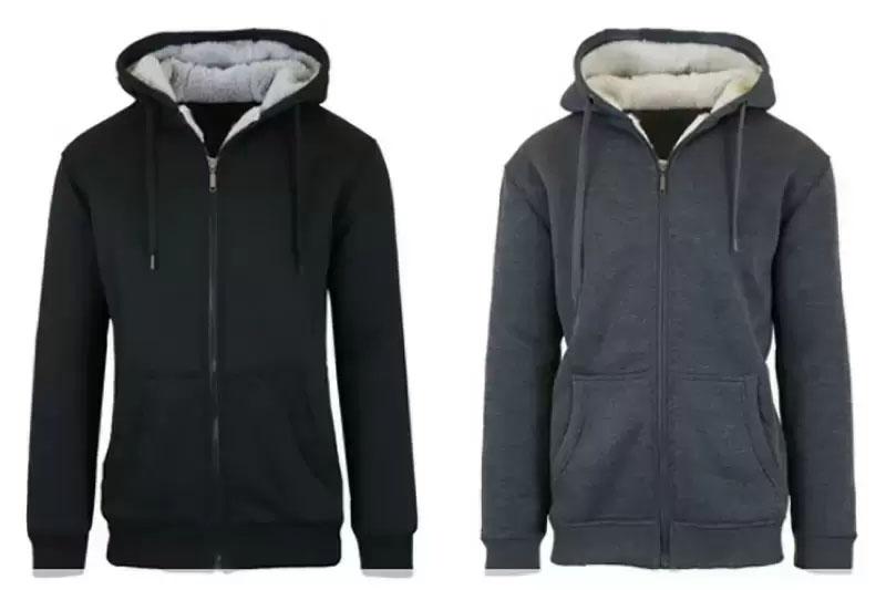 2 Mens Sherpa Lined Fleece Heavy Weight Hoodies for $23.99 Shipped