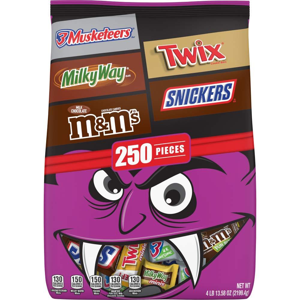 250-Piece MM Snickers Twix 3 Musketeers Milky Way Candies for $9.77