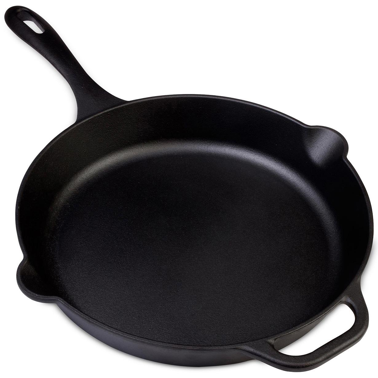 Victoria 12in Pre-Seasoned Cast Iron Skillet with Helper Handle for $13.99