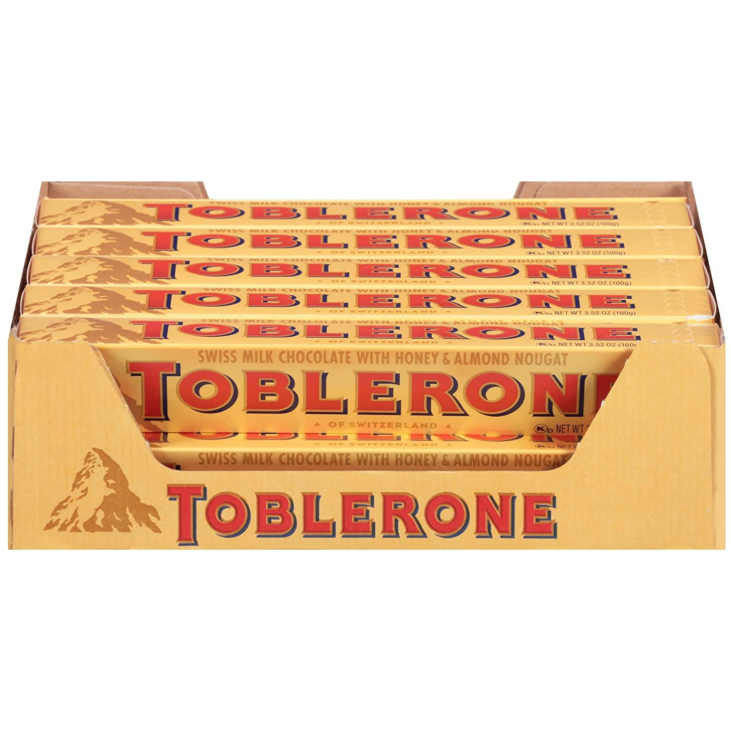 20 Toblerone Swiss Milk Chocolate Honey and Almond Nougat Bars for $19.64 Shipped