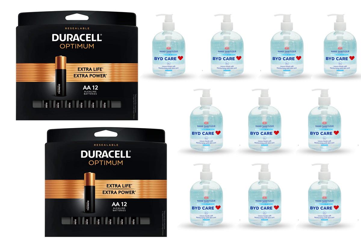 Free 10 Hand Sanitizers and 2 Duracell Battery Packs from Office Depot