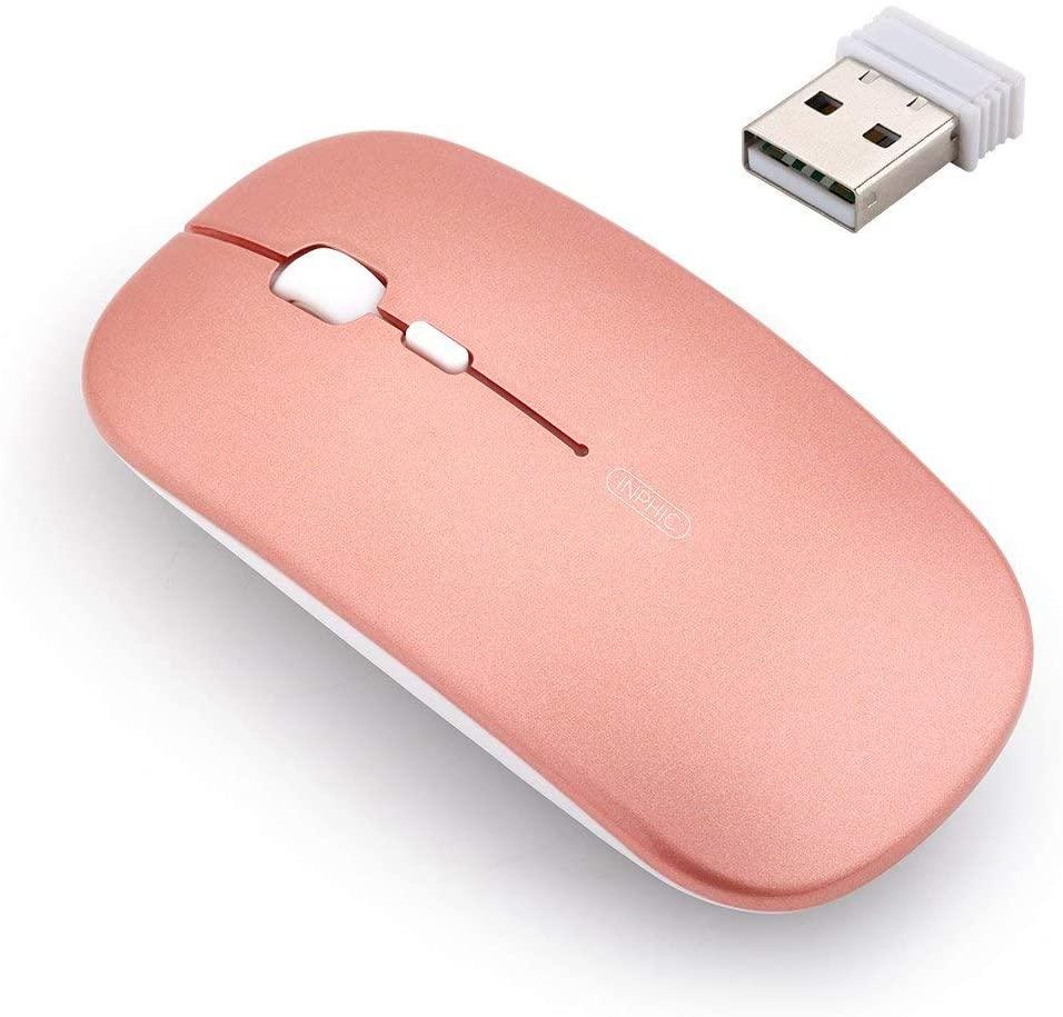 Inphic Ultra Slim Silent 2.4G Rechargeable Wireless Mouse for $7.19