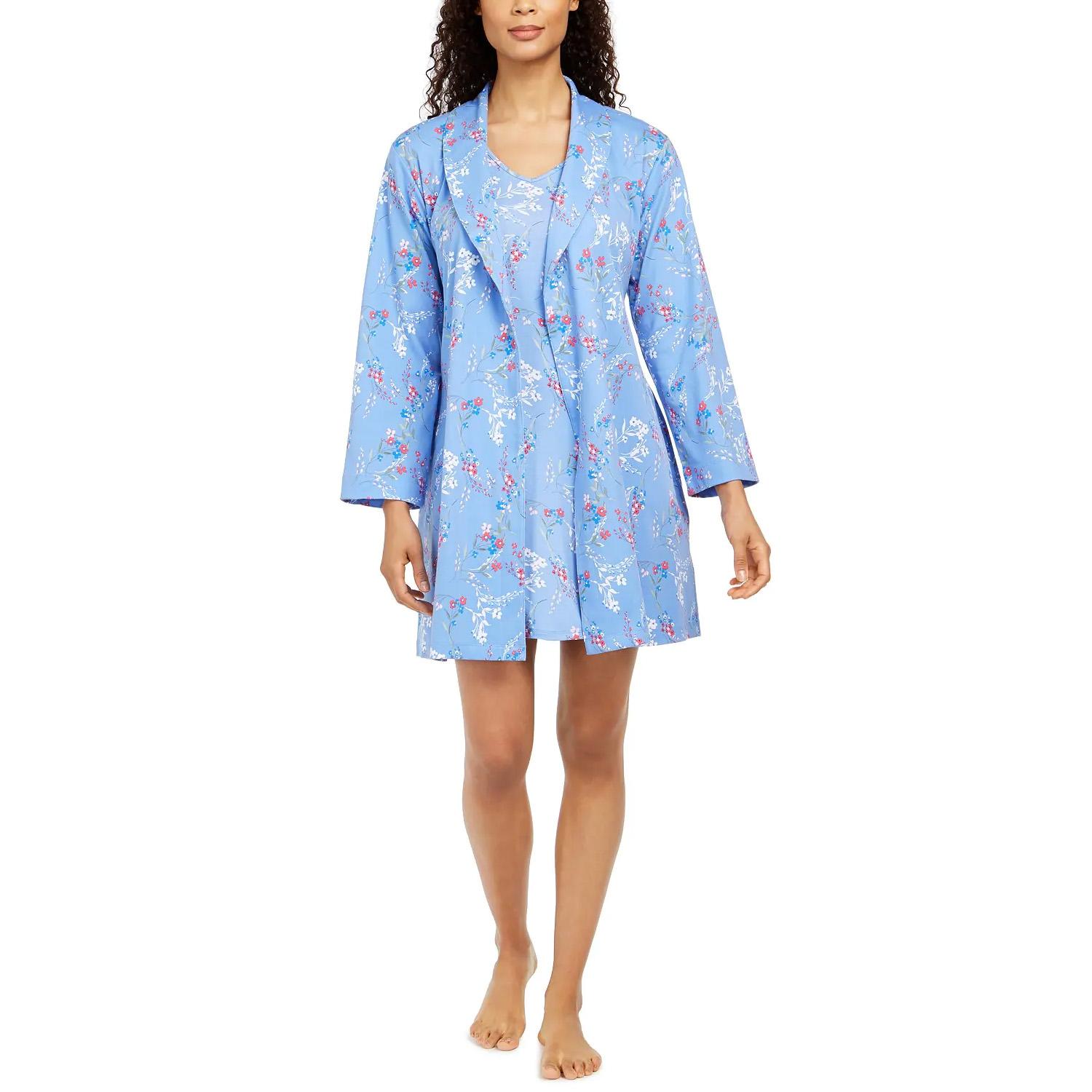 Charter Club Womens Cotton Floral-Print Wrap Robe for $9.96