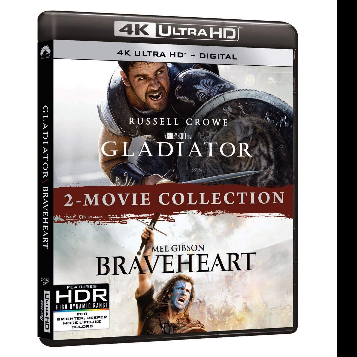 Gladiator Braveheart 2-Movie 4K Ultra HD Blu-ray for $18.33