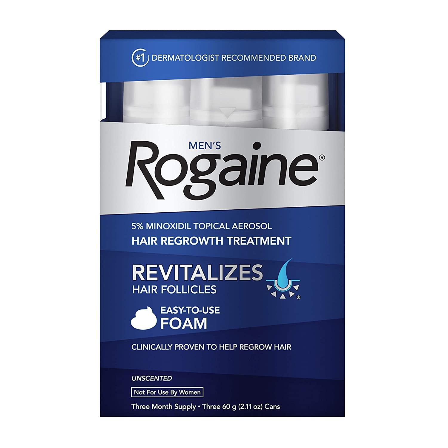 3 Mens Rogaine Minoxidil Foam for Hair Regrowth for $24.74 Shipped
