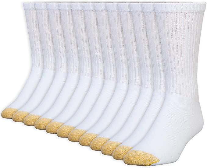 12 Gold Toe Mens Cotton Crew Athletic Socks for $20.99