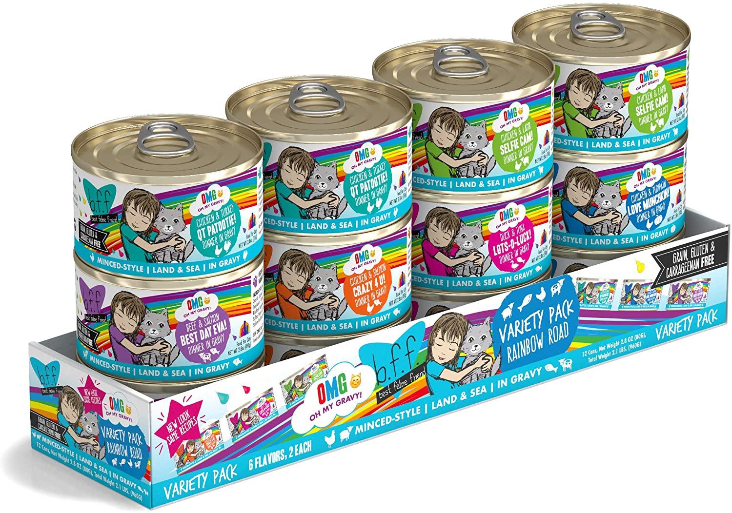 12 Weruva BFF OMG Rainbow Road Variety Pack Canned Cat Food for 7.74