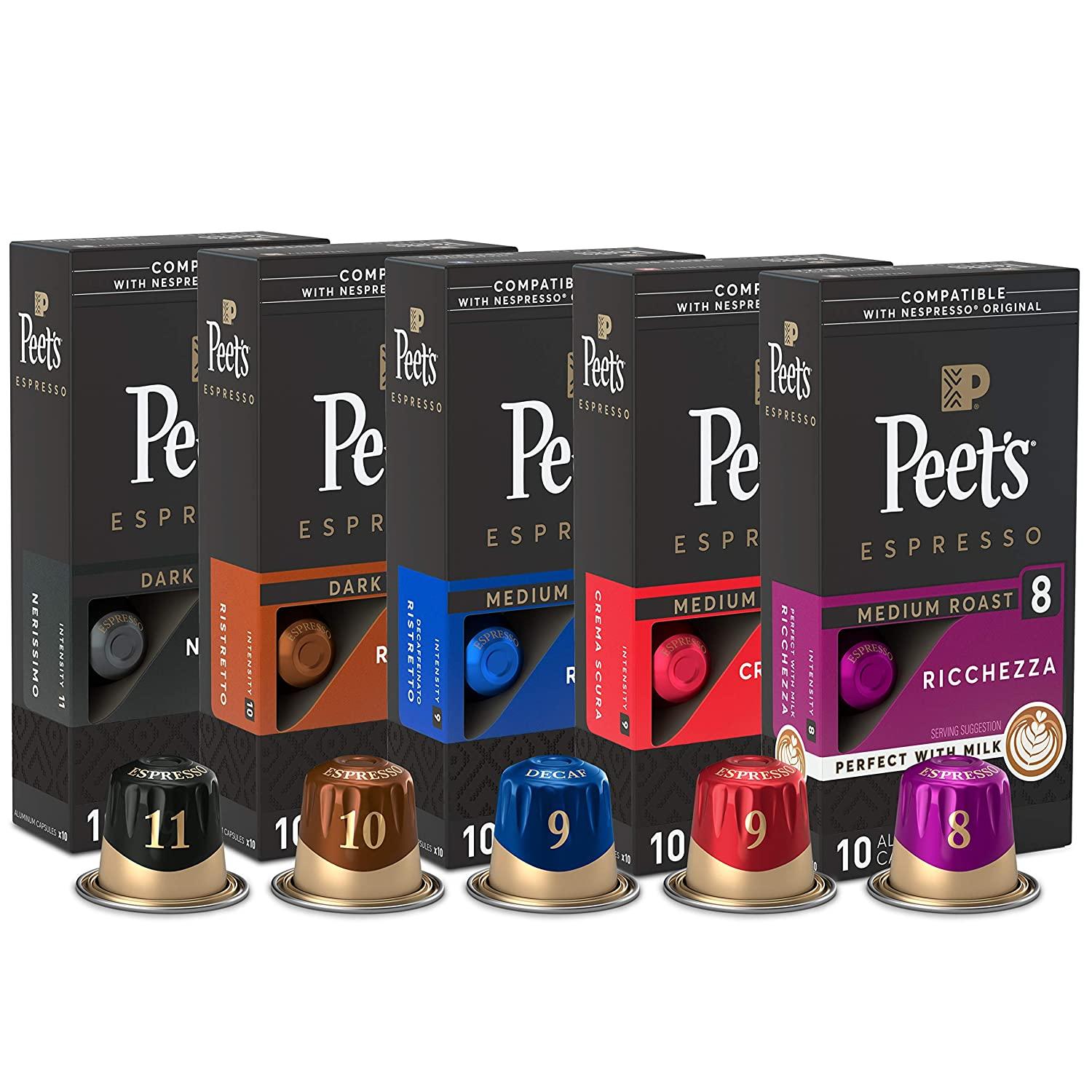 Nespresso Original Peets Coffee Espresso Capsules 50 Variety Pack for $26.86 Shipped