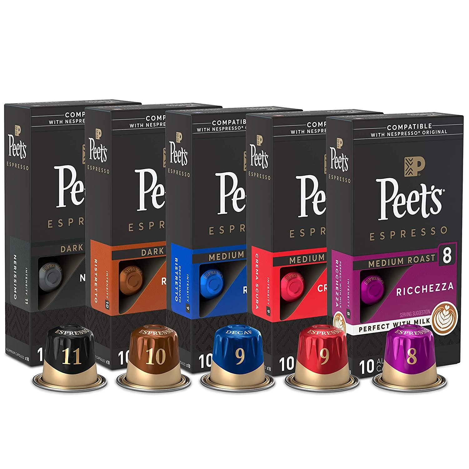 Nespresso Original Peets Coffee Espresso Capsules 50