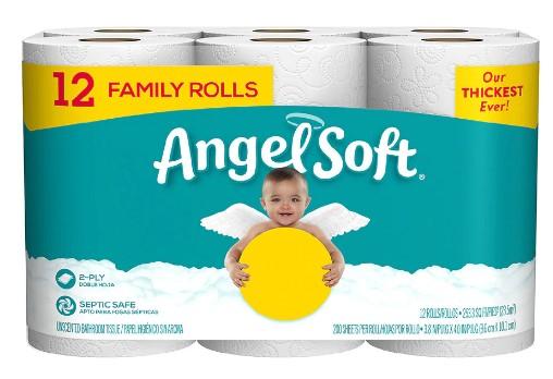 12 Angel Soft Bath Toilet Paper Tissue Family Rolls for $3.50