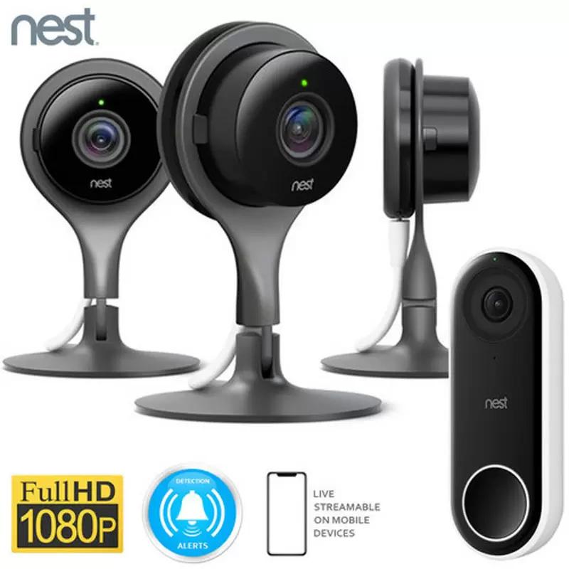 3 Google Nest Indoor Security Cameras + Nest Hello for $349 Shipped