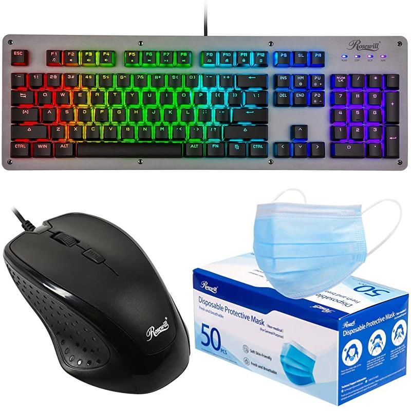 Rosewill RGB Gaming Keyboard + Mouse + 50 Face Masks for $20.17 Shipped