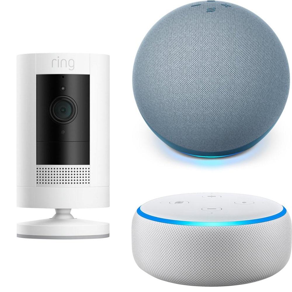 Ring Stick Up Security Camera + Echo Dot + Echo Dot 4 + Bulb for $94.99 Shipped