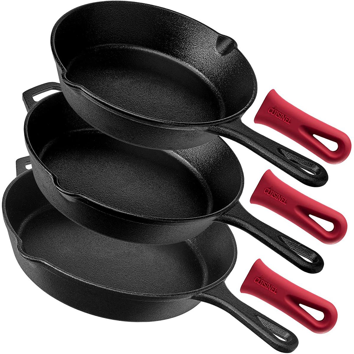 Pre-Seasoned Cast Iron Skillet 3-Piece Chef Set for $39.99 Shipped