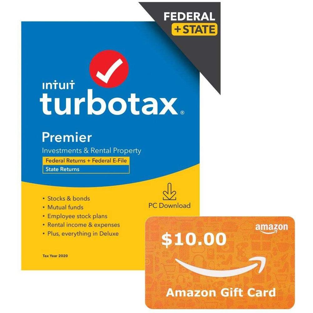 TurboTax Premier 2020 with $10 Amazon Gift Card for $54.99 Shipped