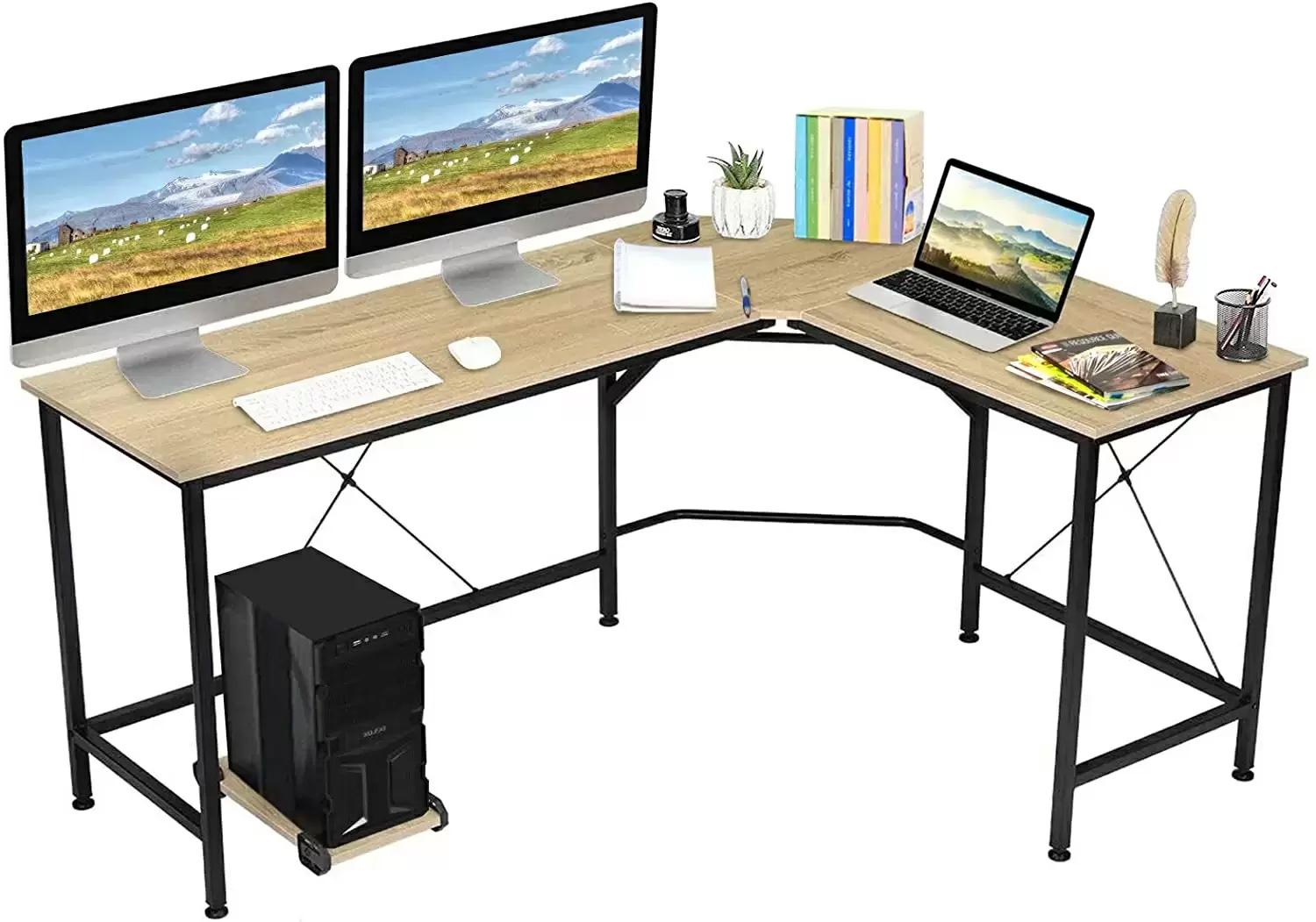 65in Kingso L-Shaped Computer Desk with Computer Stand for $69.99 Shipped