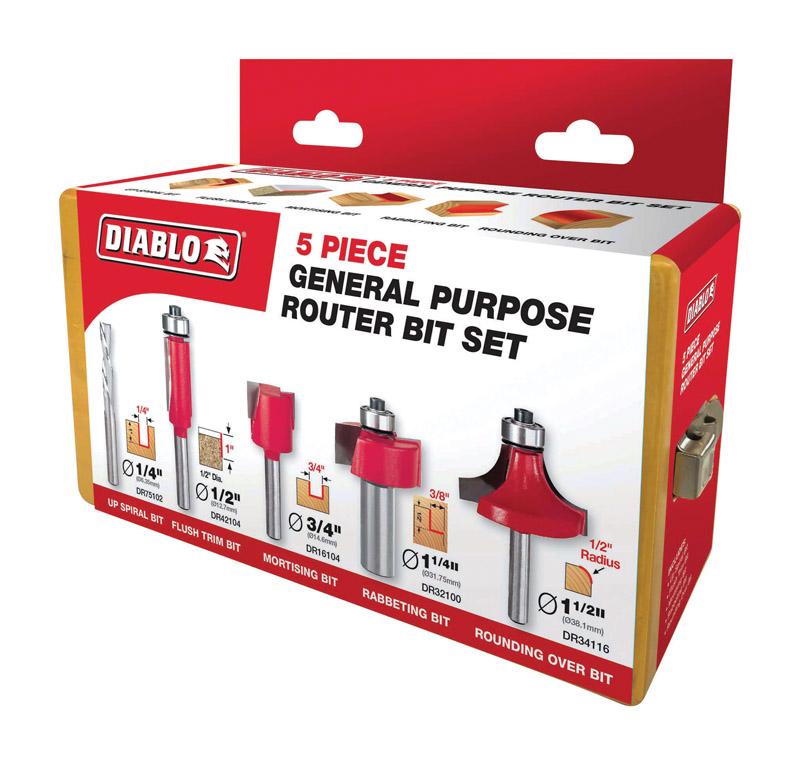 5-Piece Diablo Carbide Tipped General Purpose Router Bit Set for $59.34 Shipped