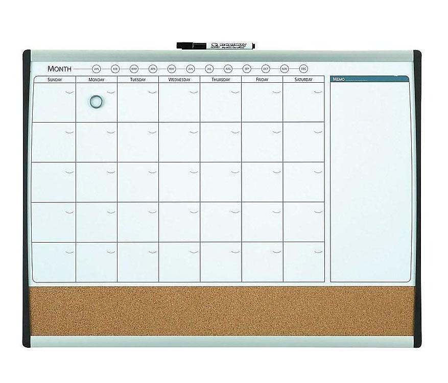 Staples Magnetic Cork & Dry Erase Calendar Whiteboard for $8.99