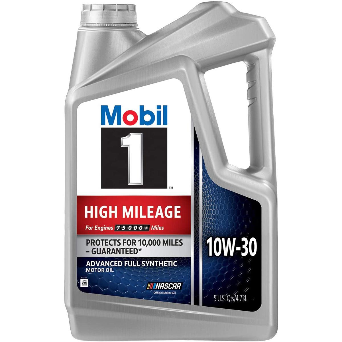 5-Quart Mobil 1 High Mileage 10W-30 Motor Oil for $14.99