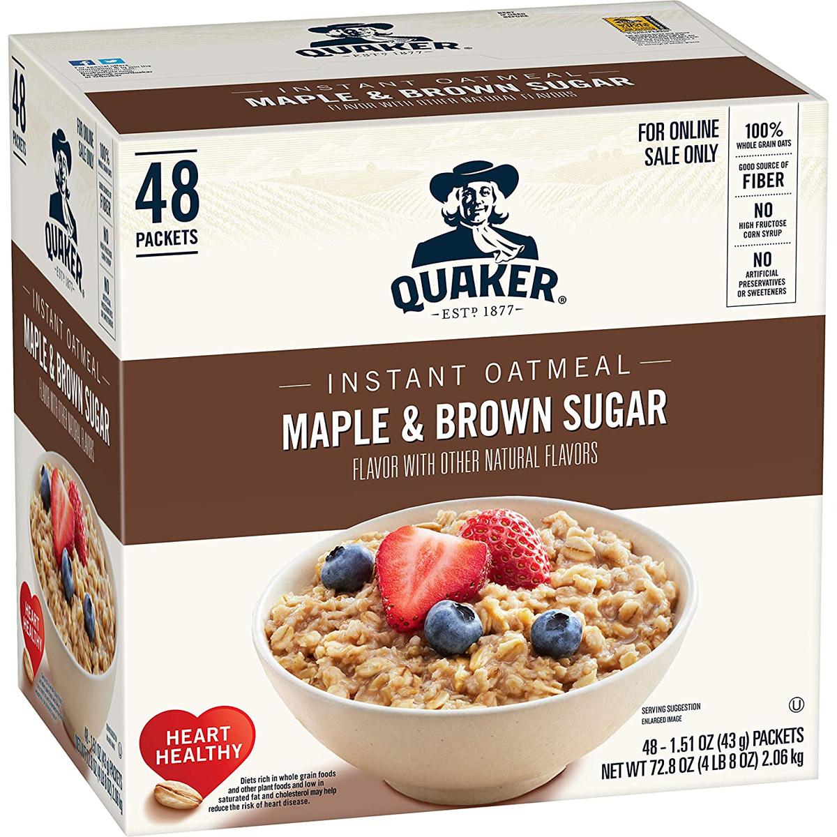 48 Quaker Maple and Brown Sugar Instant Oatmeal for $7.28 Shipped