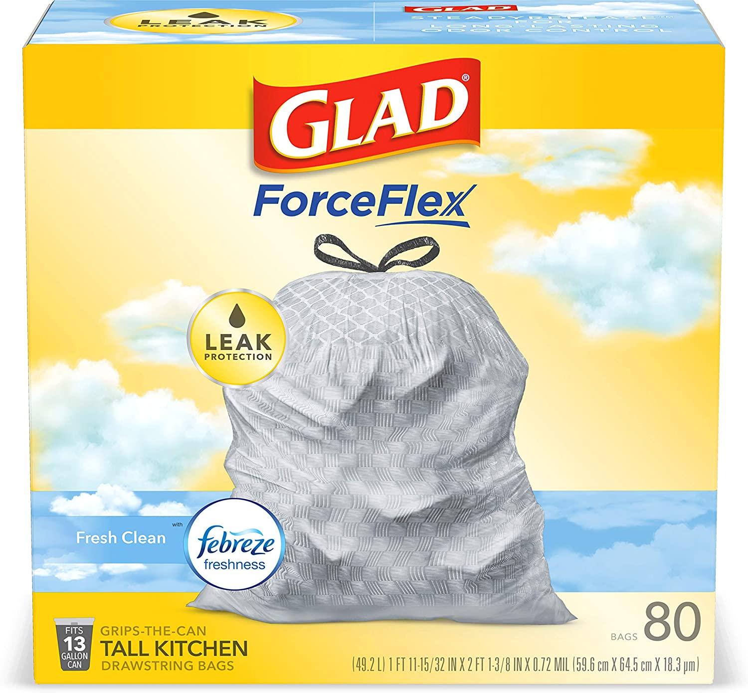 240 Glad ForceFlex Tall Kitchen Drawstring Trash Bags for $26.59 Shipped
