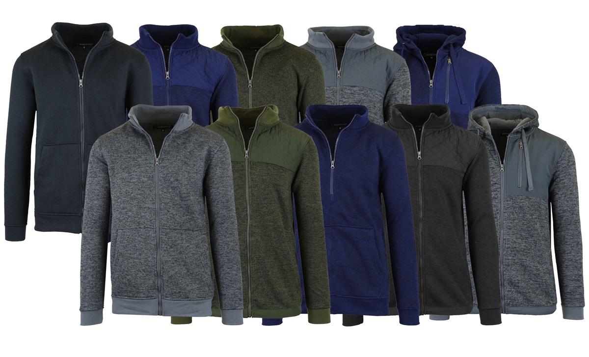 Mens Marled Fleece Zip Sweaters 3-Pack for $28.99