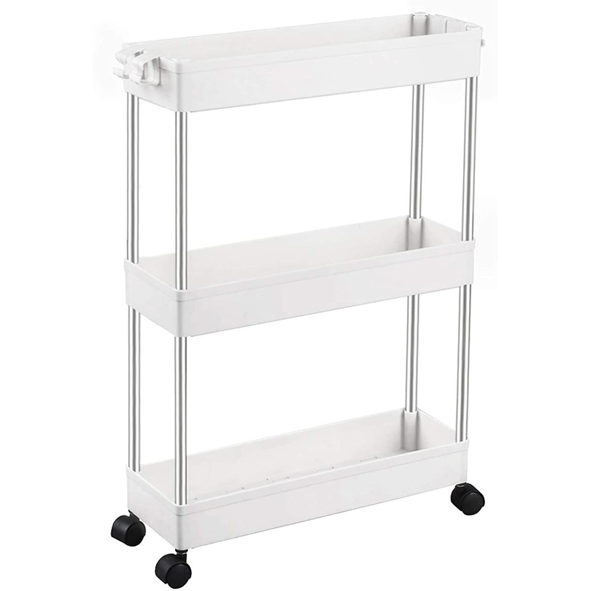 Spacekeeper 3 Tier Slim Storage Cart Mobile Shelving Unit Organizer for $17.59