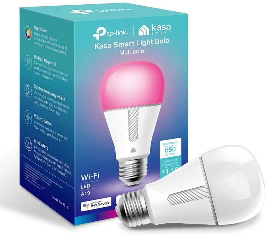 TP-Link Kasa KL130 Smart Wi-Fi LED Multicolor Light Bulb for $14.99