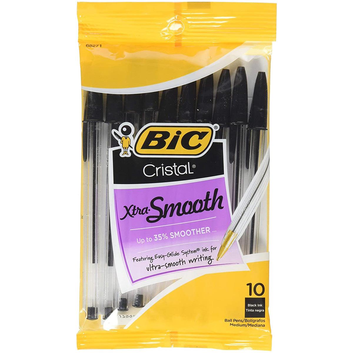 10 BIC Cristal Xtra Smooth Medium Point Ballpoint Pens for $0.89