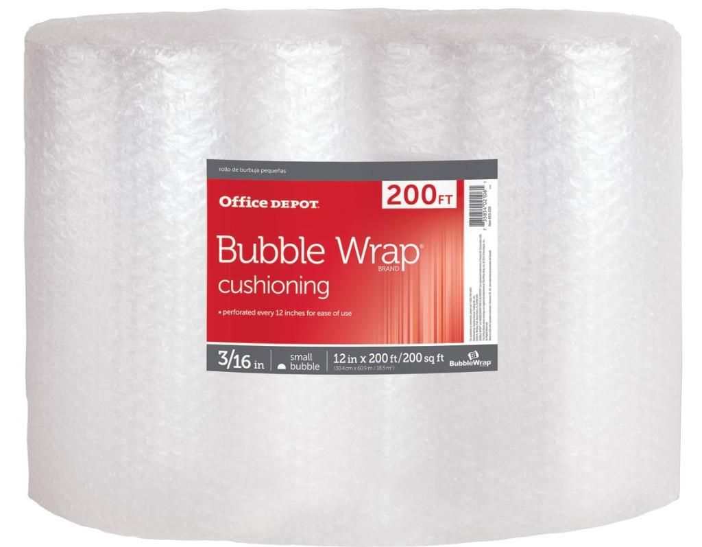 200ft Office Depot 12in Bubble Wrap Roll for $12 Shipped