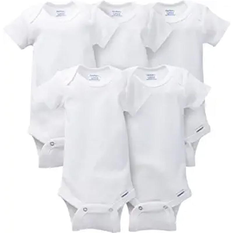5 Gerber Baby Solid Onesies Bodysuits for $7.99