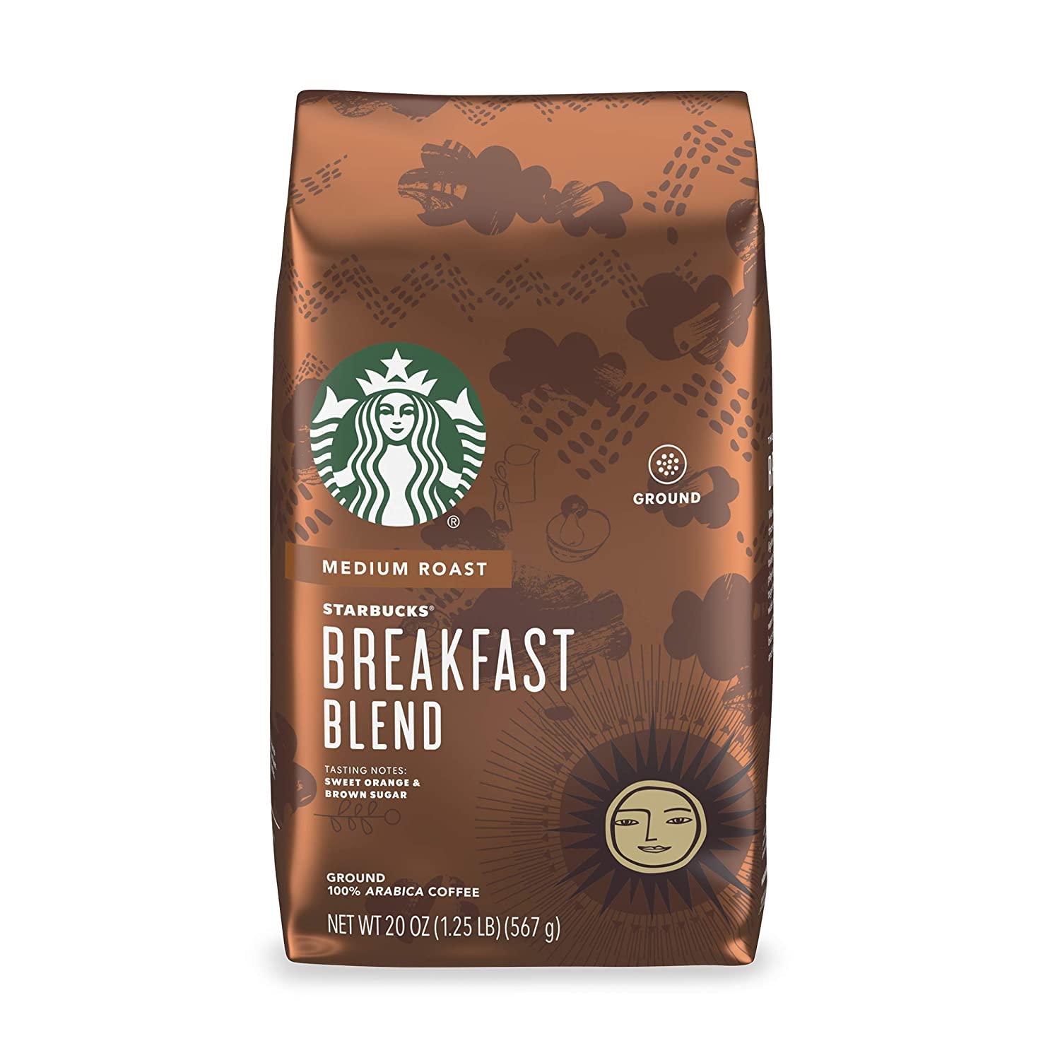 20oz Starbucks Breakfast Blend Ground Coffee for $7.78 Shipped