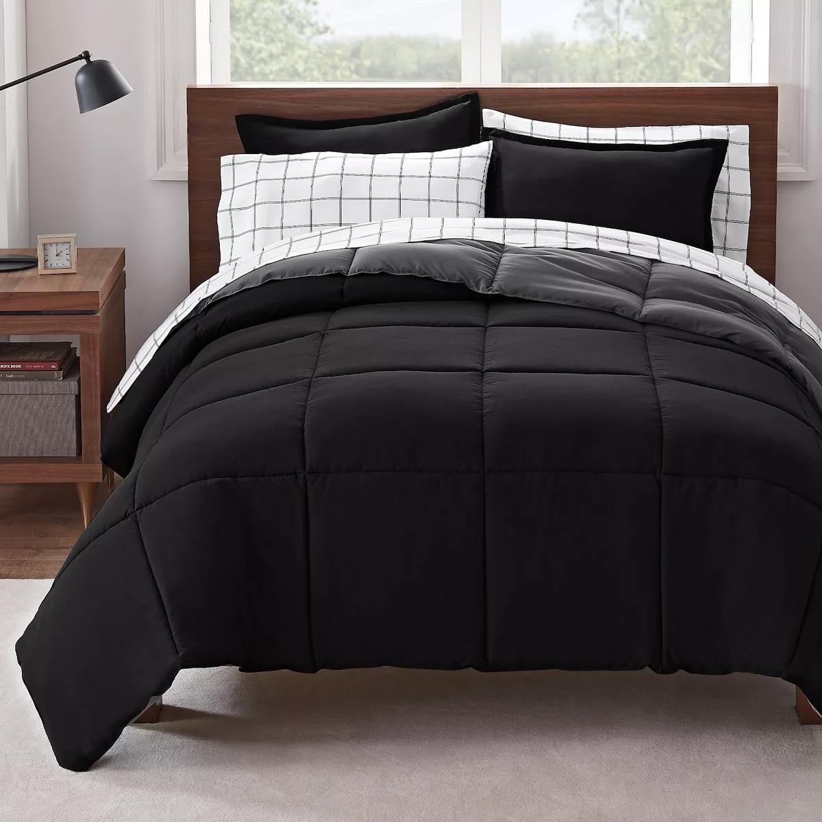 Serta Simply Clean Antimicrobial Reversible Comforter Set for $27.99