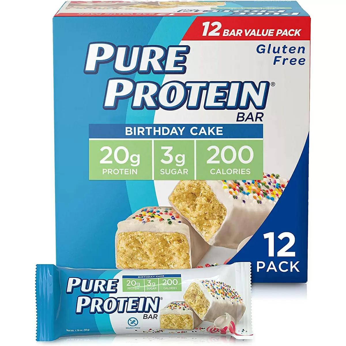 12 Pure Protein Birthday Cake Protein Bars for $8.60 Shipped