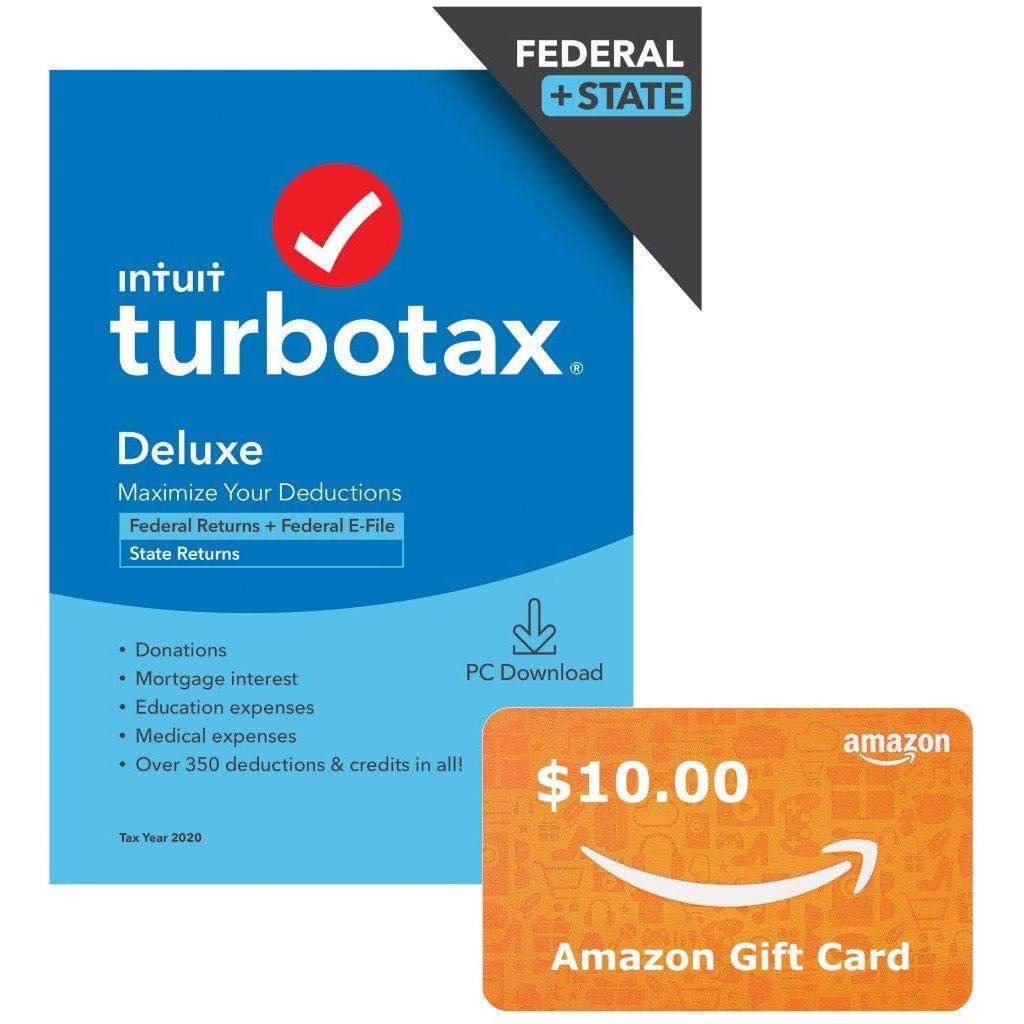 TurboTax Deluxe 2020 with 10 Amazon Gift Card Deals