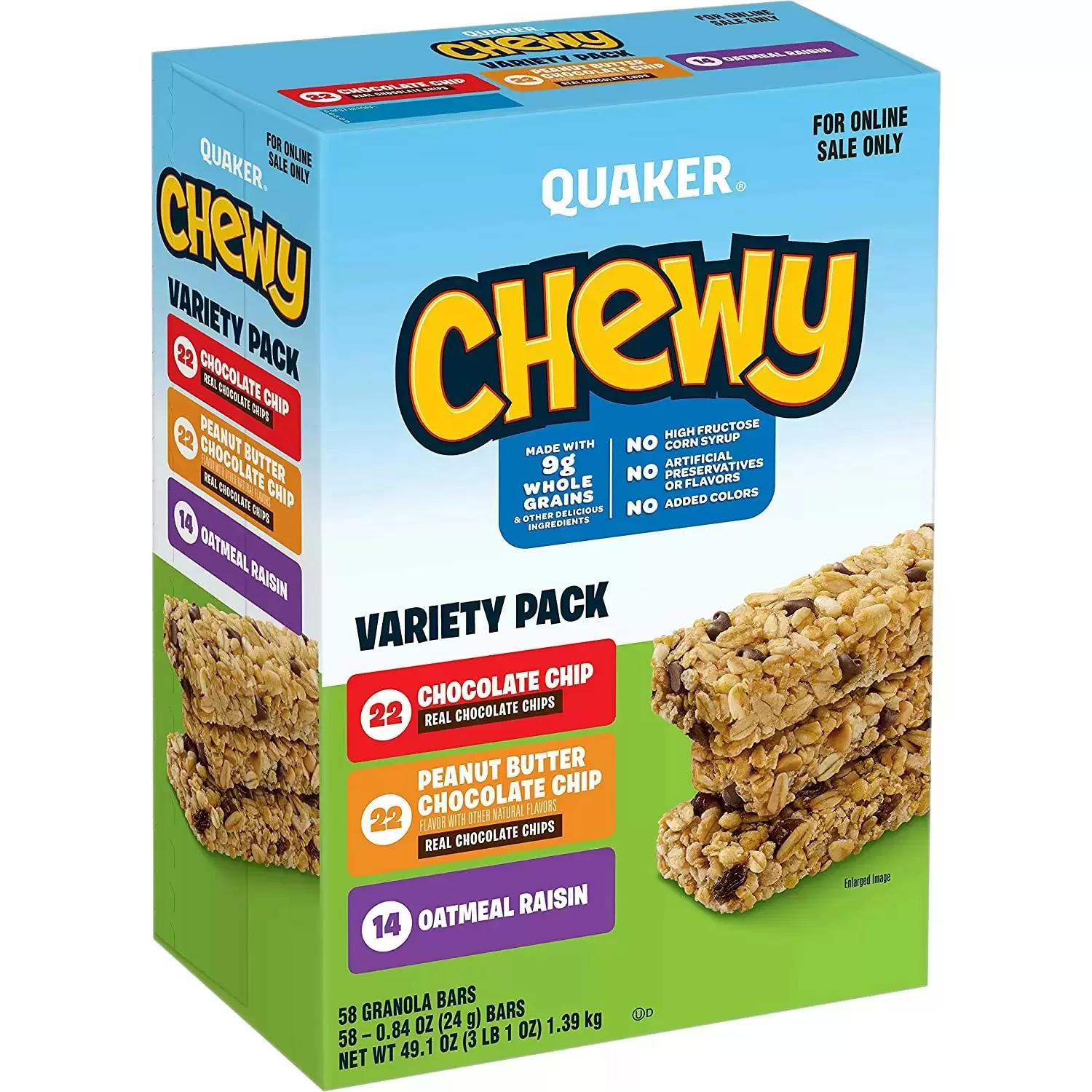 Quaker Chewy Granola Bars Variety 58 Pack for $12.11