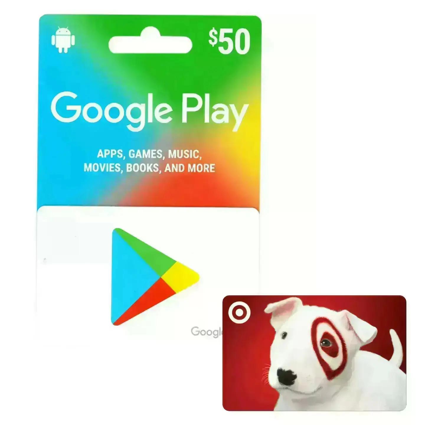 $50 Google Play Gift Card with a $5 Target Gift Card for $50