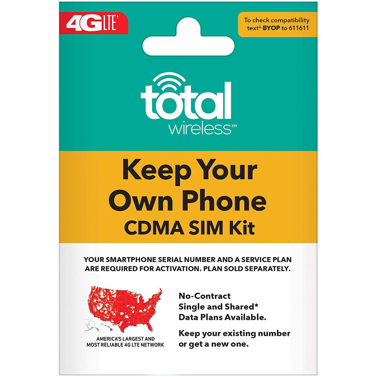 Total Wireless Keep Your Own Phone 3-in-1 Prepaid SIM Kit for $0.99