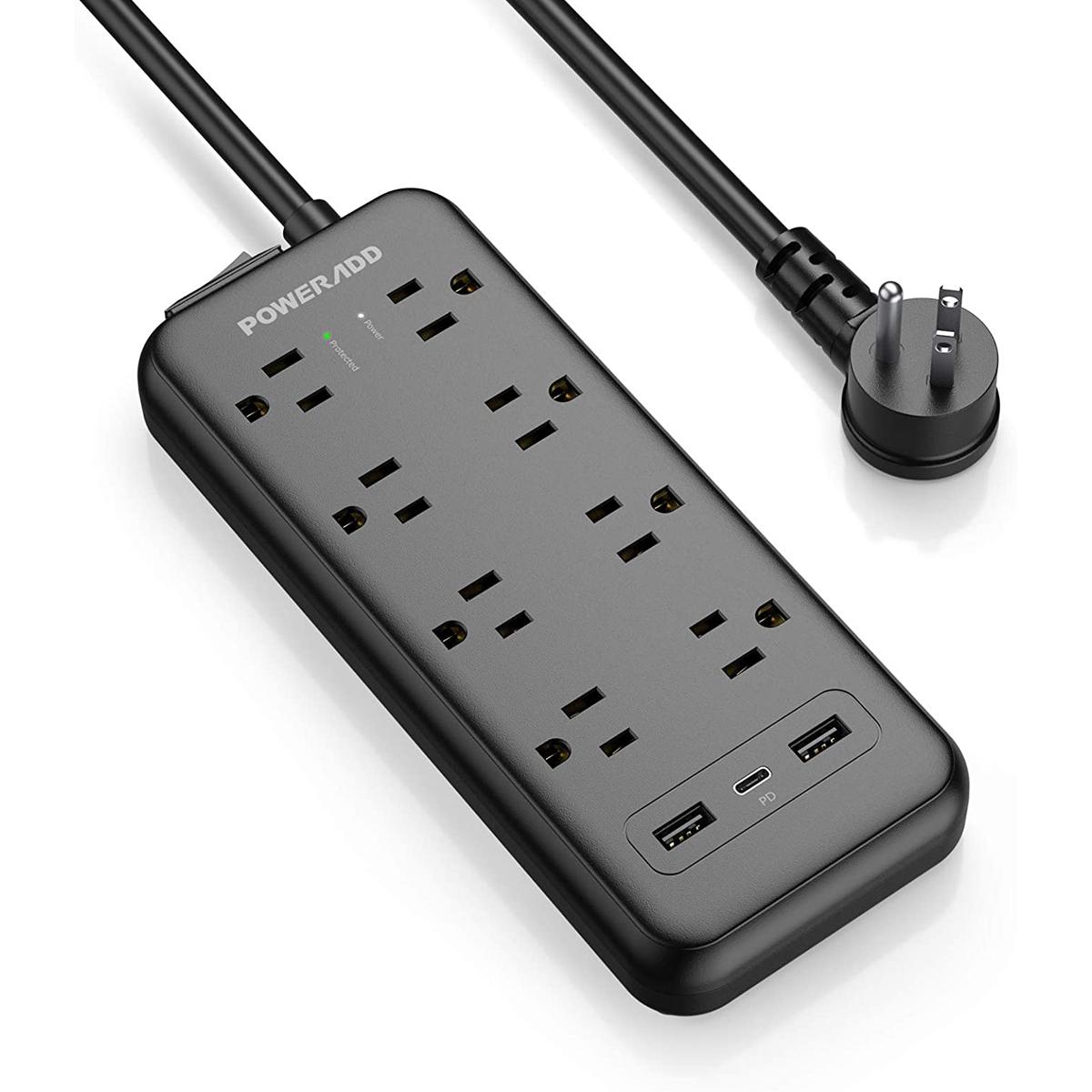 Poweradd USB-C and 8 AC Outlets Power Strip for $13.89 Shipped