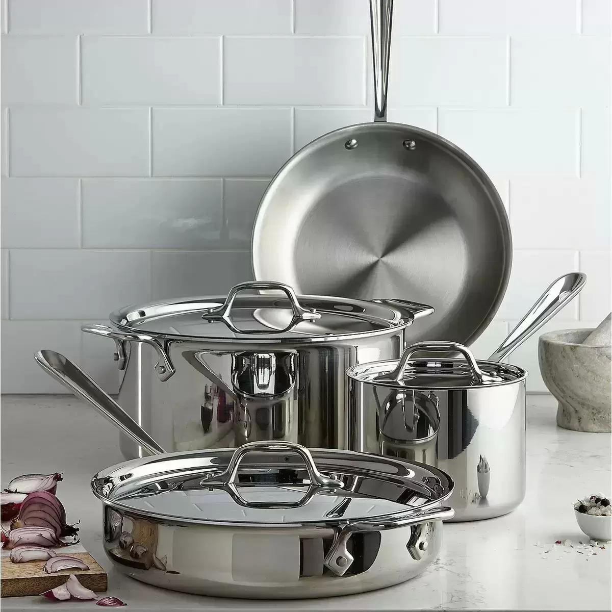 All-Clad Stainless Steel 7-Piece Cookware Set for $299.99 Shipped