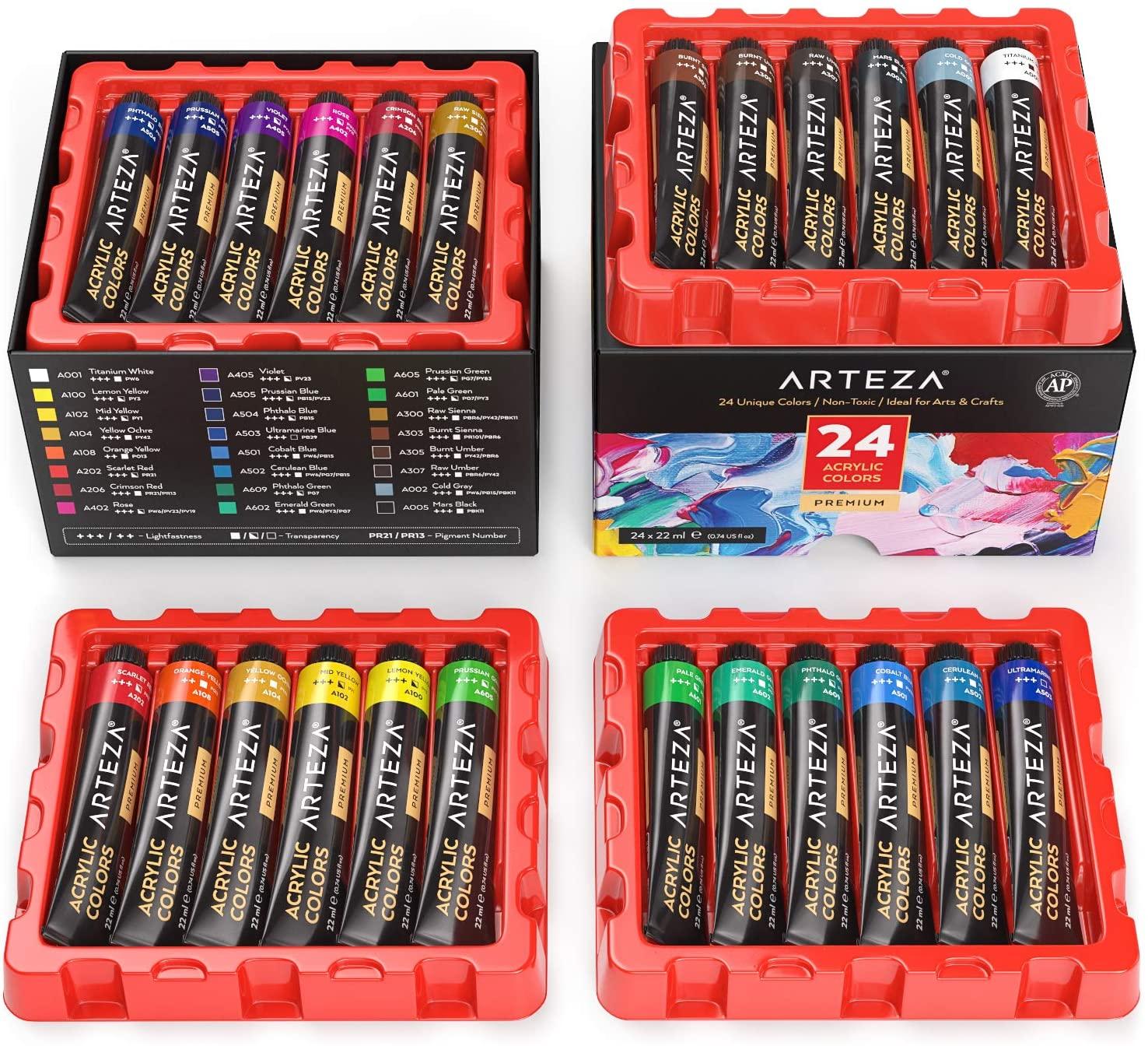 Arteza Acrylic Paint Set of 24 Colors Tubes for $16.65 Shipped