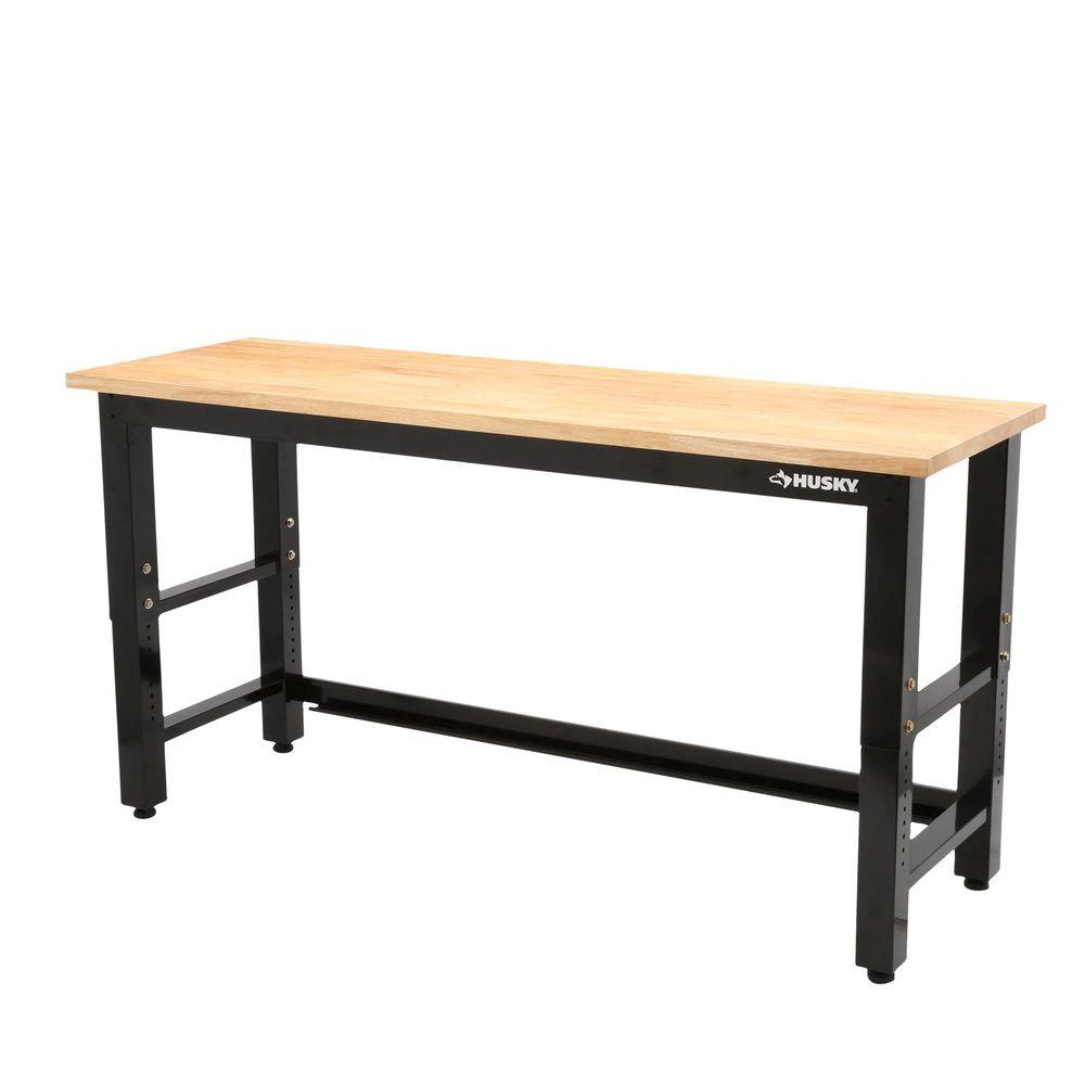 Husky 6ft Folding Adjustable Height Solid Wood Top Workbench for $209.30 Shipped