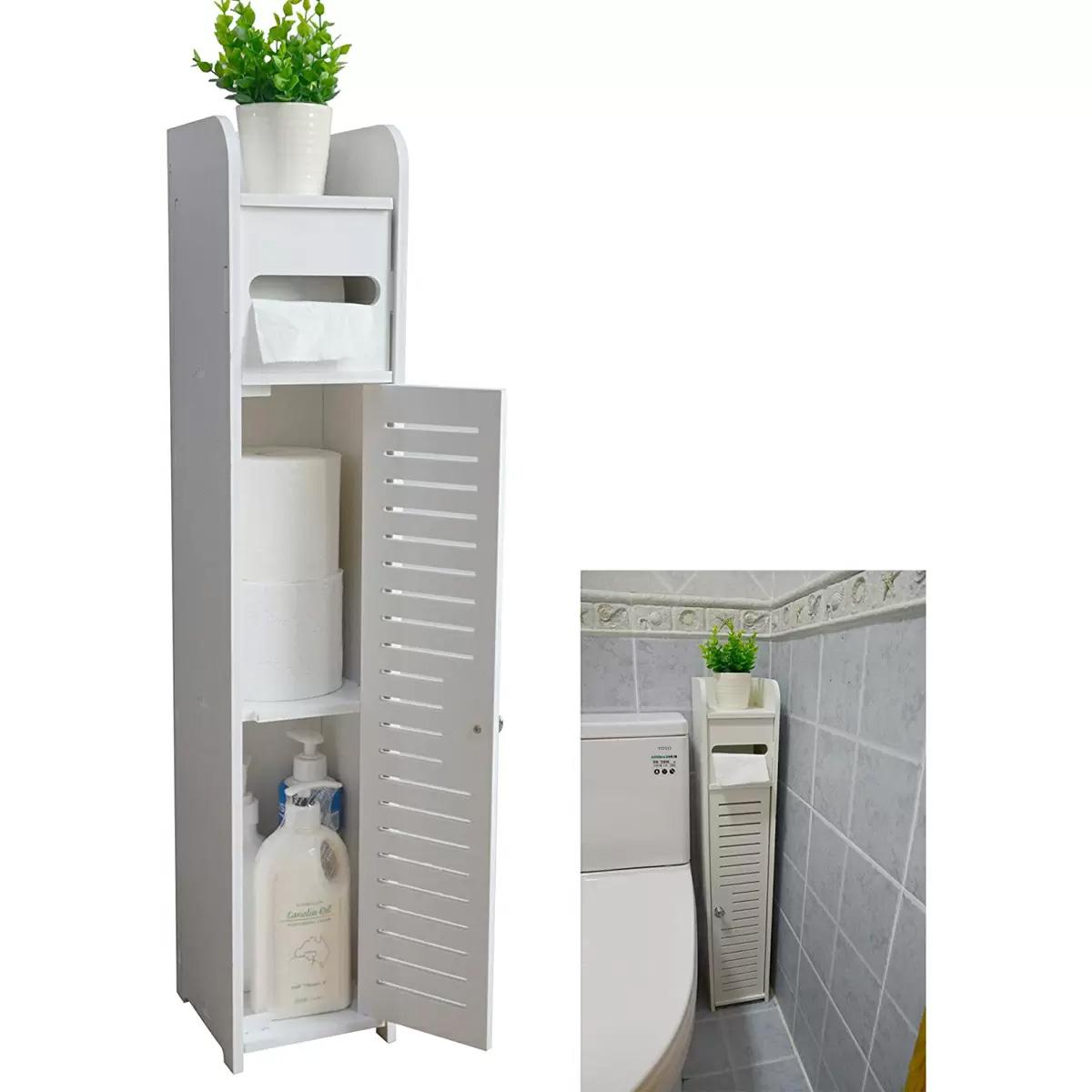 Aojezor Small Bathroom Storage Corner Vanity Cabinet for $17.99 Shipped